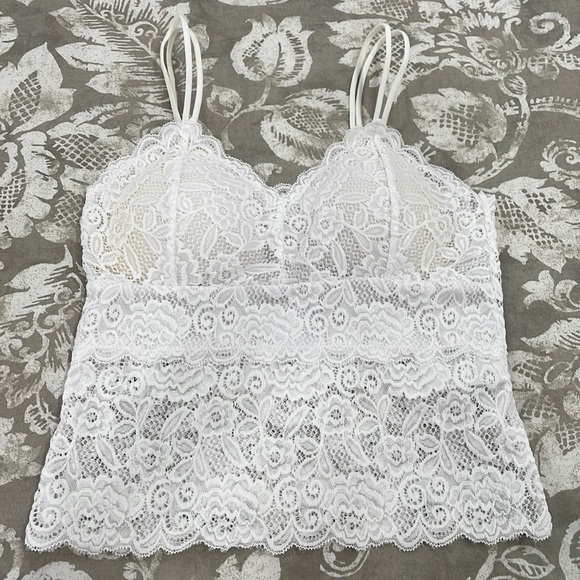 LACE CROP TOP🤍🤍WHITE, S/M - Picture 1 of 5